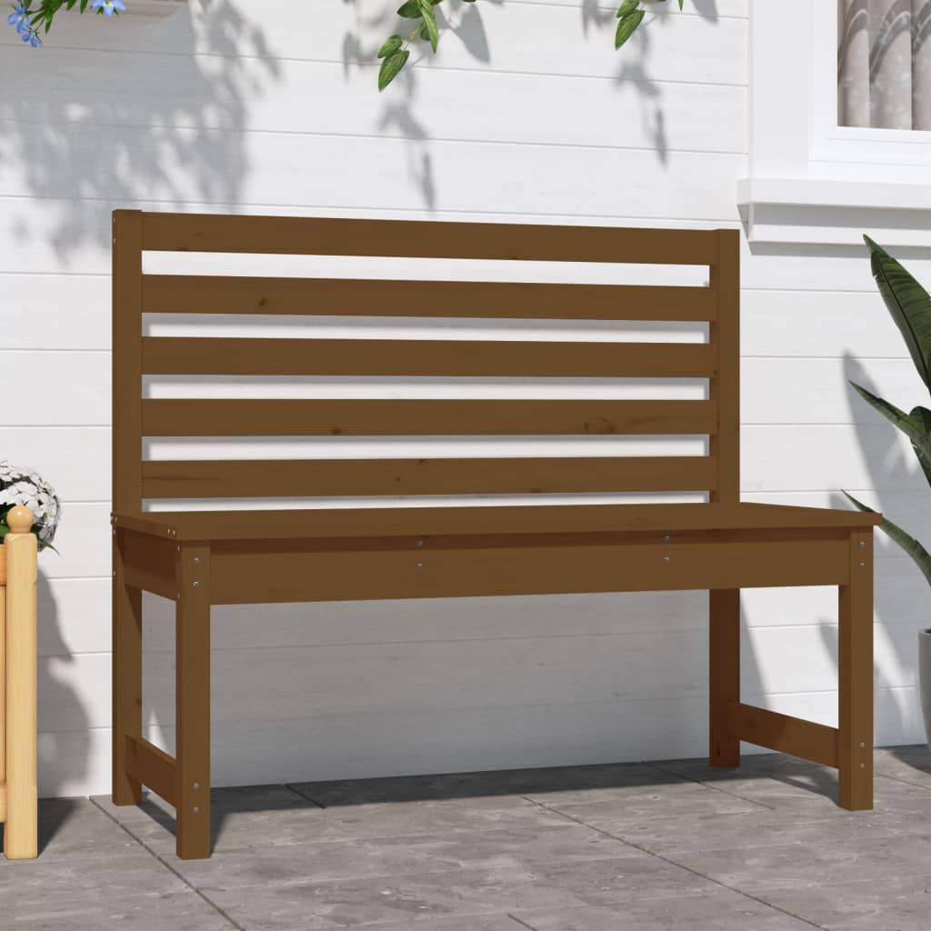 Banc de jardin marron miel 109 cm bois de pin massif