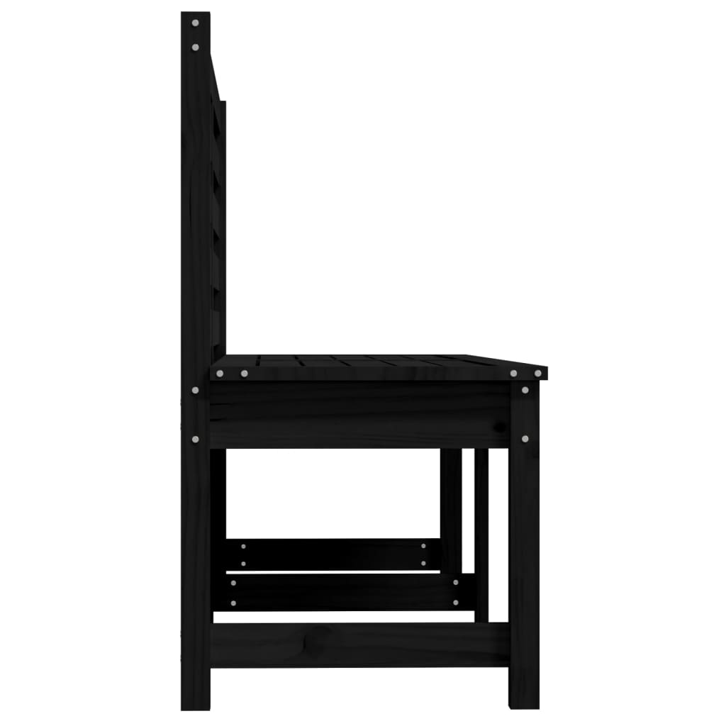 Banc de jardin noir 157,5 cm bois massif de pin