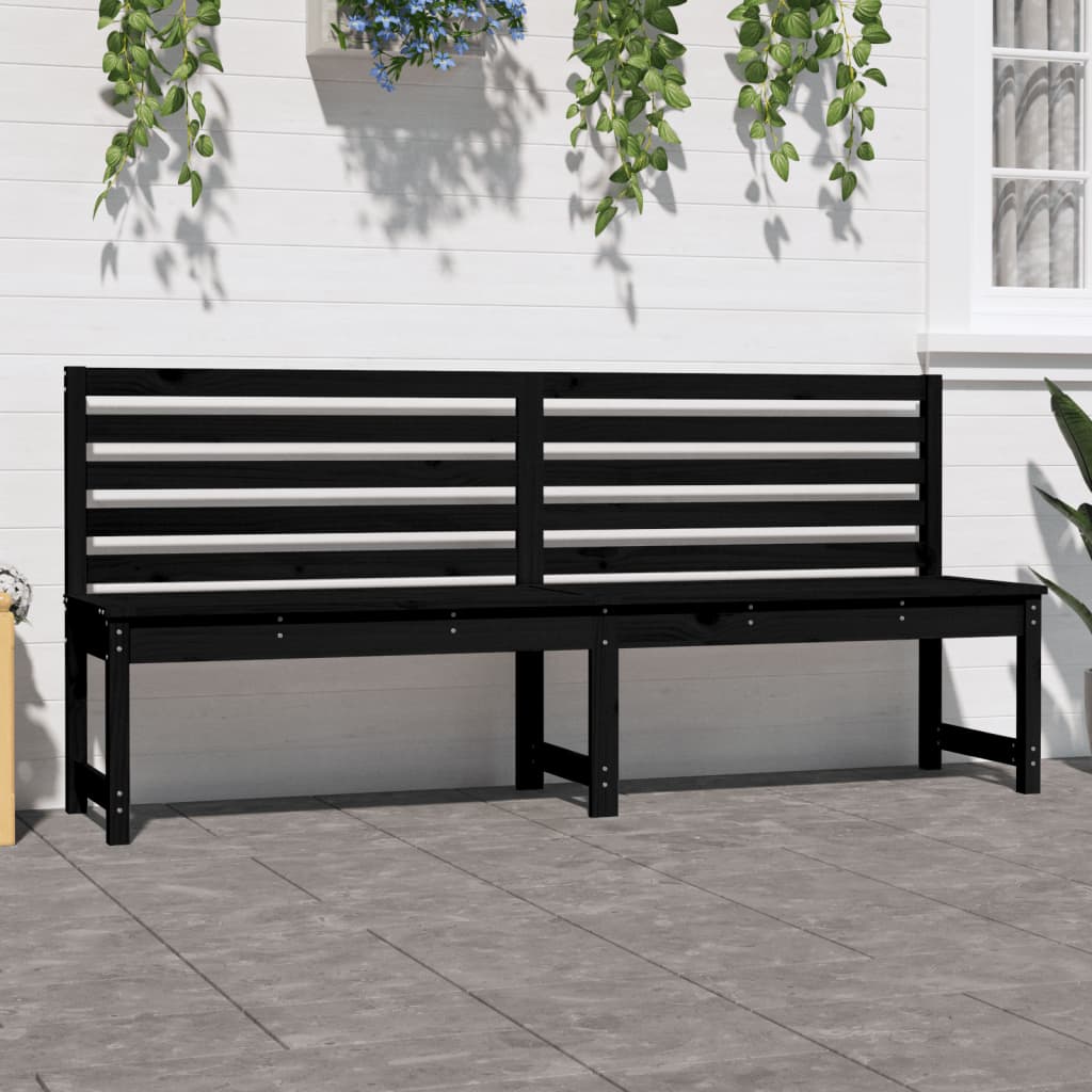 Banc de jardin noir 201,5 cm bois massif de pin