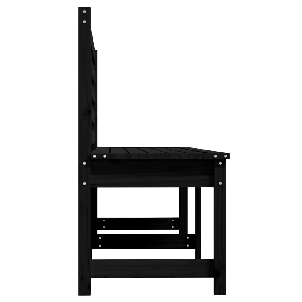 Banc de jardin noir 201,5 cm bois massif de pin