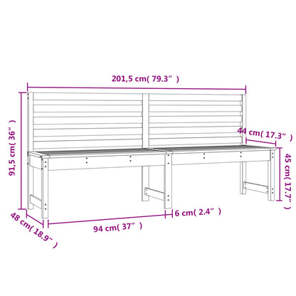 Banc de jardin noir 201,5 cm bois massif de pin