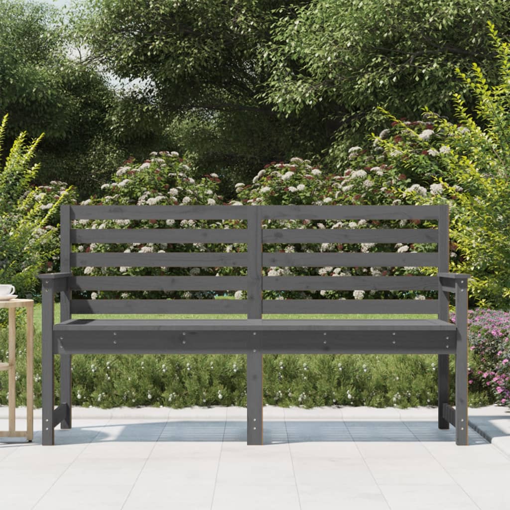 Banc de jardin gris 159,5x48x91,5 cm bois massif de pin