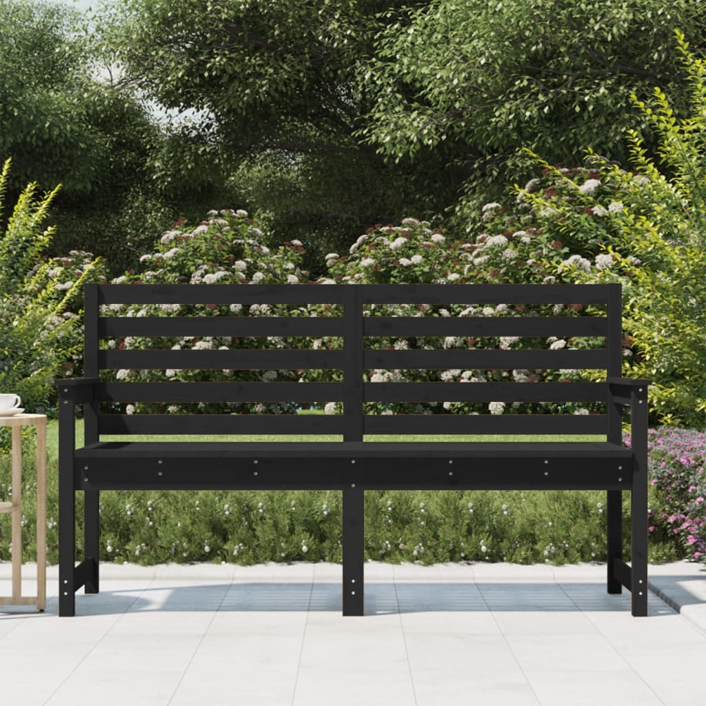 Banc de jardin noir 159,5x48x91,5 cm bois massif de pin