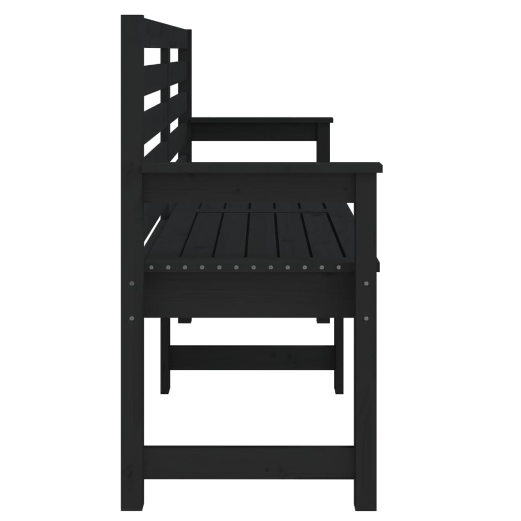 Banc de jardin noir 159,5x48x91,5 cm bois massif de pin