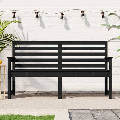 Banc de jardin noir 159,5x48x91,5 cm bois massif de pin