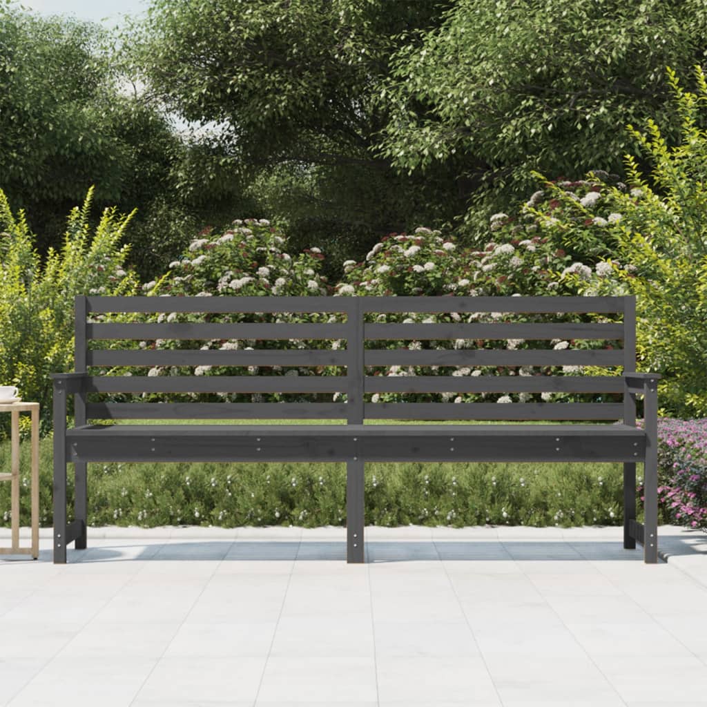 Banc de jardin gris 203,5x48x91,5 cm bois massif de pin