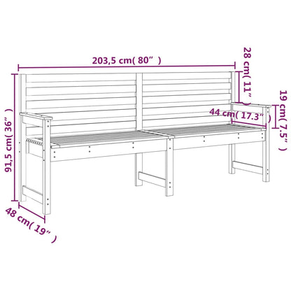 Banc de jardin gris 203,5x48x91,5 cm bois massif de pin