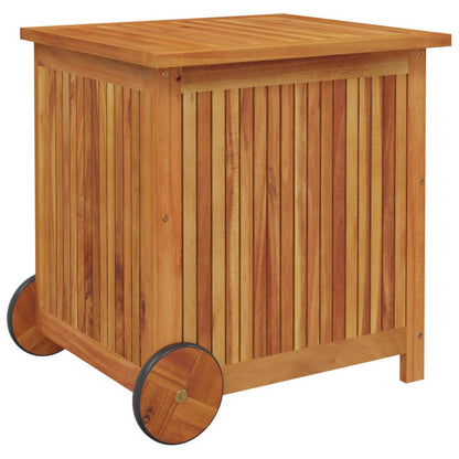 Boîte de rangement de jardin avec roues 60x50x58 cm Bois acacia