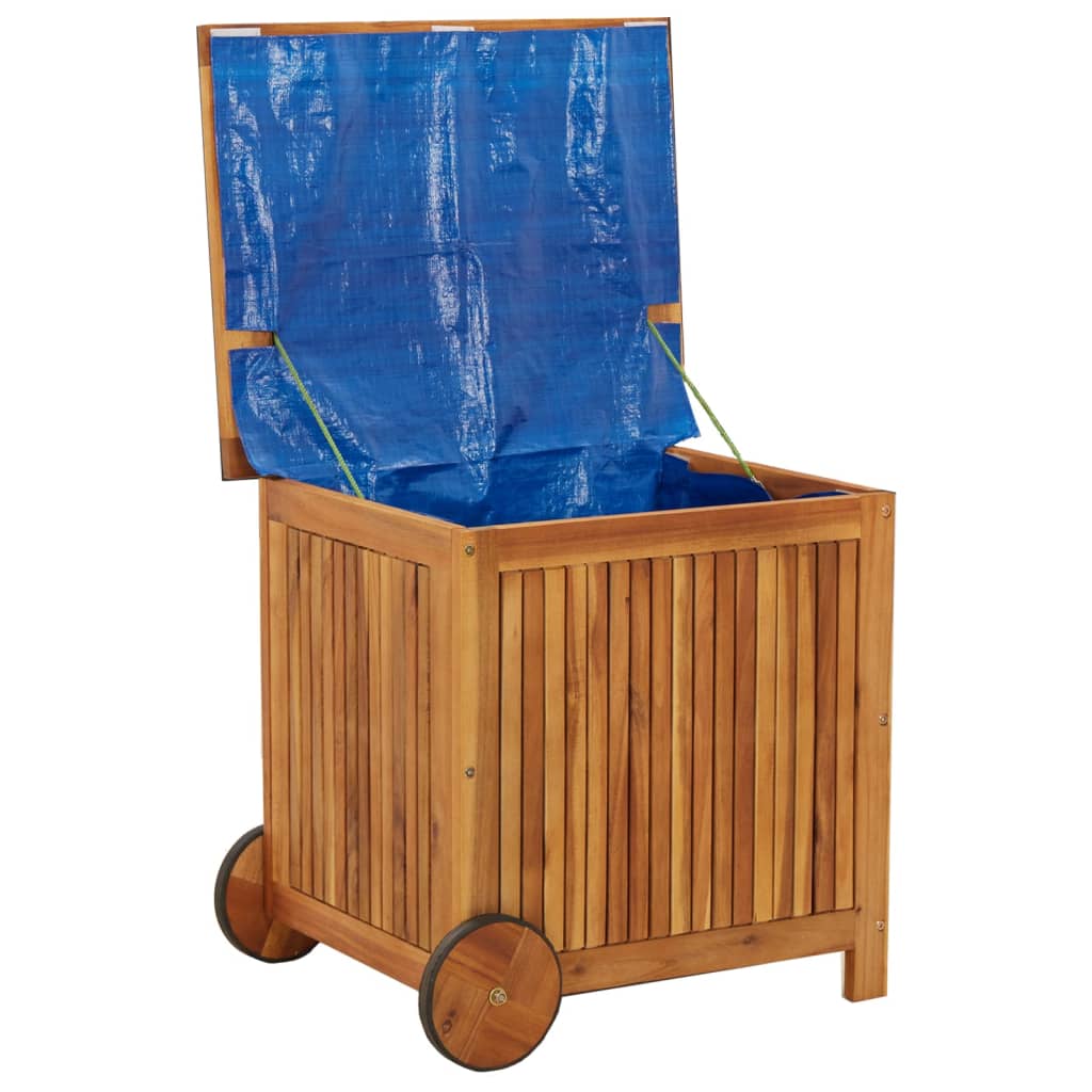 Boîte de rangement de jardin avec roues 60x50x58 cm Bois acacia