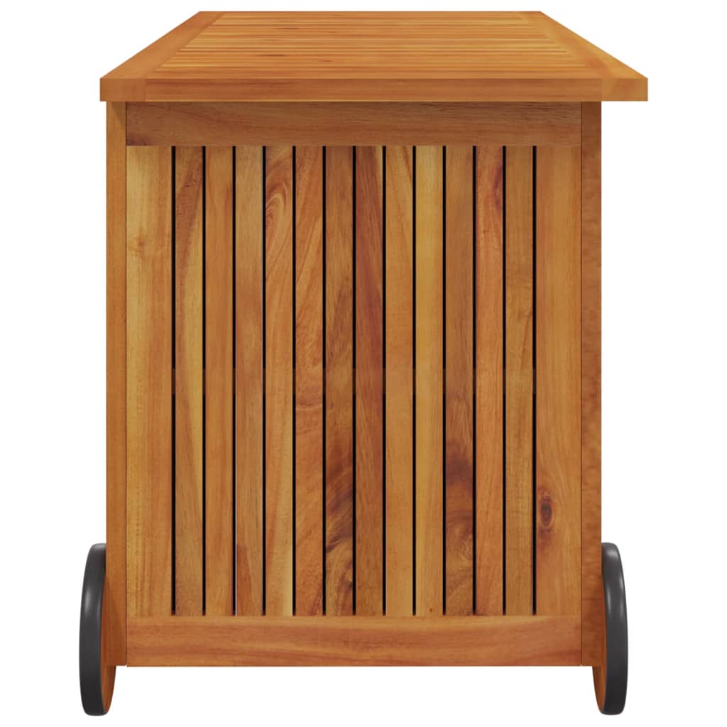 Boîte de rangement de jardin avec roues 113x50x58cm Bois acacia