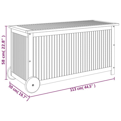 Boîte de rangement de jardin avec roues 113x50x58cm Bois acacia