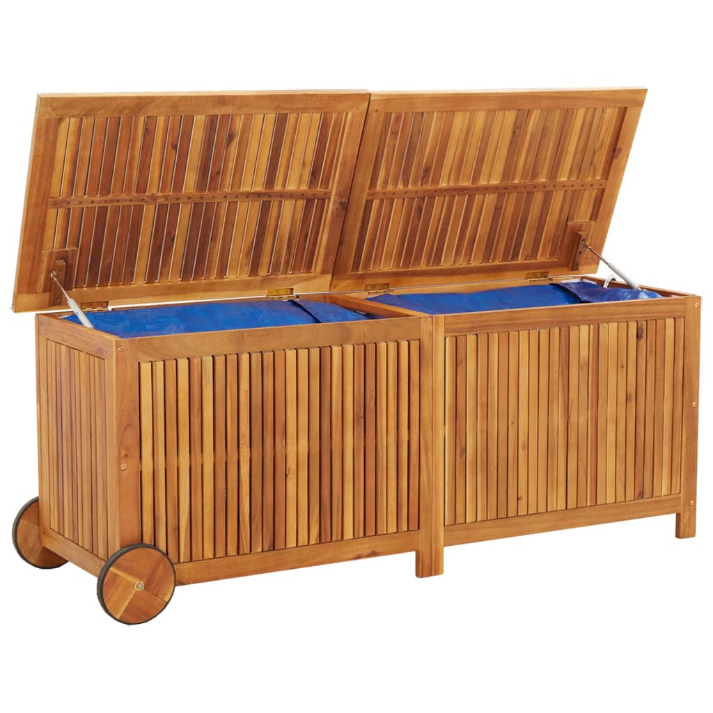 Boîte de rangement de jardin avec roues 150x50x58cm bois acacia