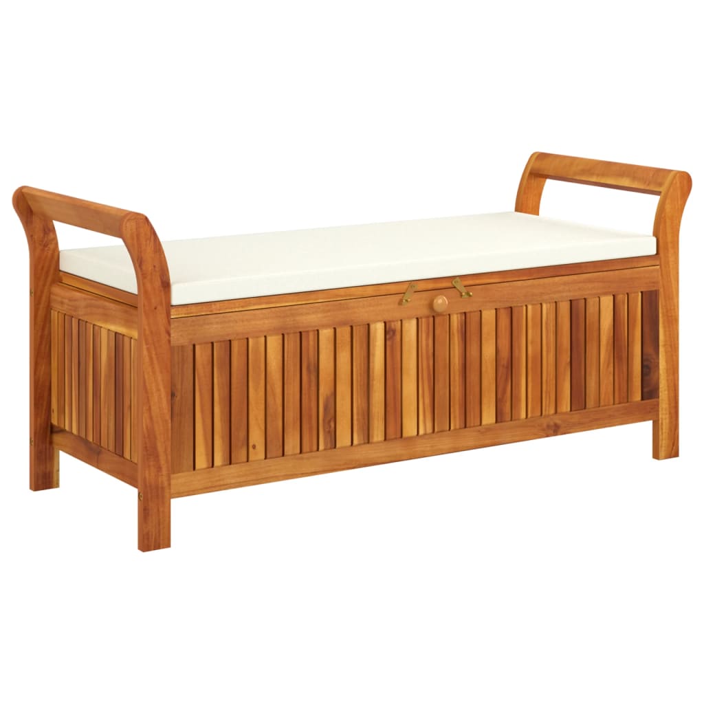 Banc de rangement de jardin avec coussin 126 cm Bois d'acacia