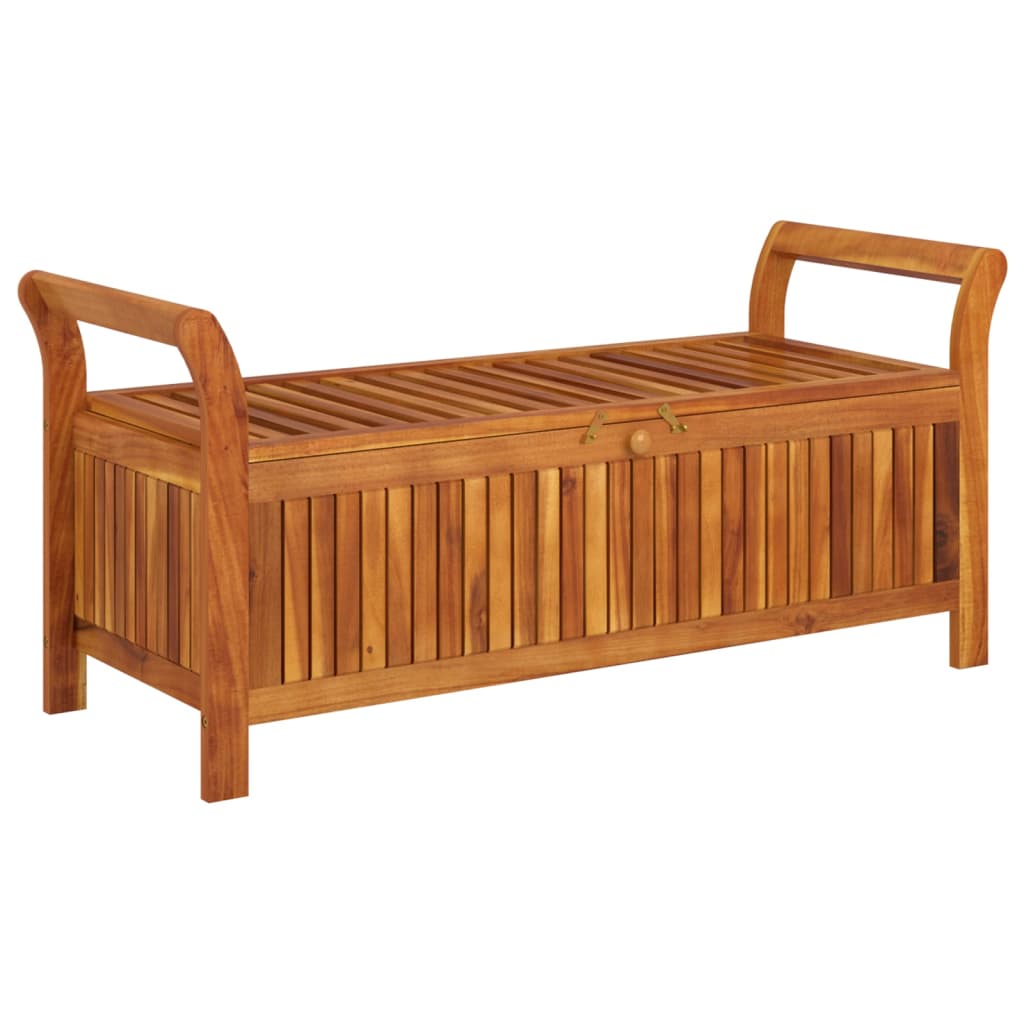 Banc de rangement de jardin avec coussin 126 cm Bois d'acacia