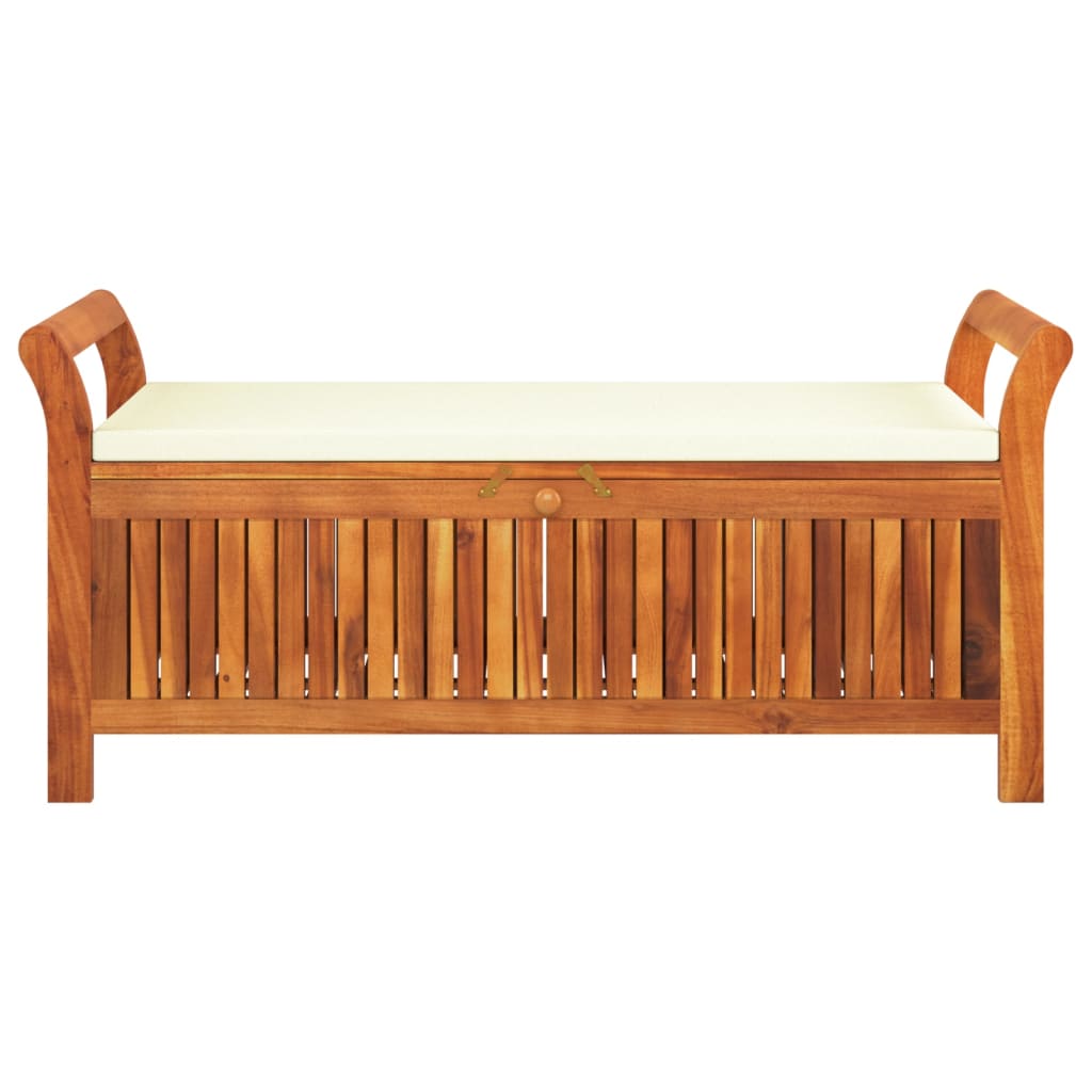 Banc de rangement de jardin avec coussin 126 cm Bois d'acacia