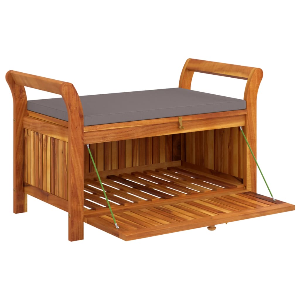 Banc de rangement de jardin avec coussin 91 cm Bois d'acacia