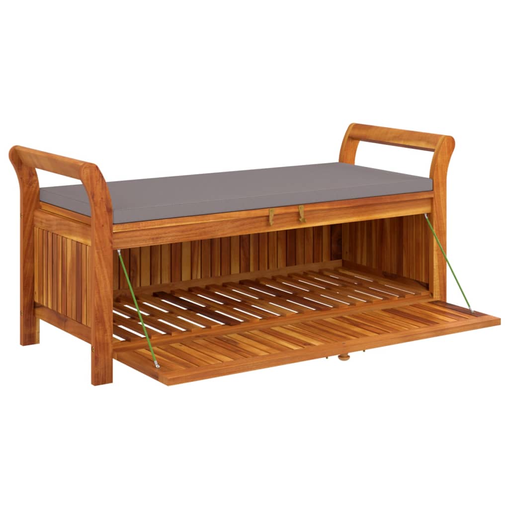 Banc de rangement de jardin avec coussin 126 cm Bois d'acacia