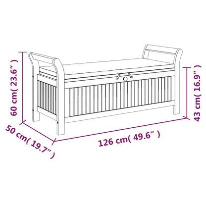 Banc de rangement de jardin avec coussin 126 cm Bois d'acacia