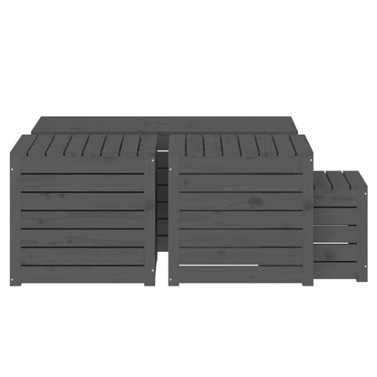 Ensemble de boîtes de jardin 4 pcs gris bois de pin massif