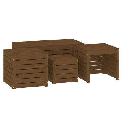 Ensemble de boîtes de jardin 4 pcs marron miel bois pin massif