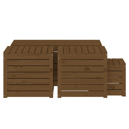 Ensemble de boîtes de jardin 4 pcs marron miel bois pin massif