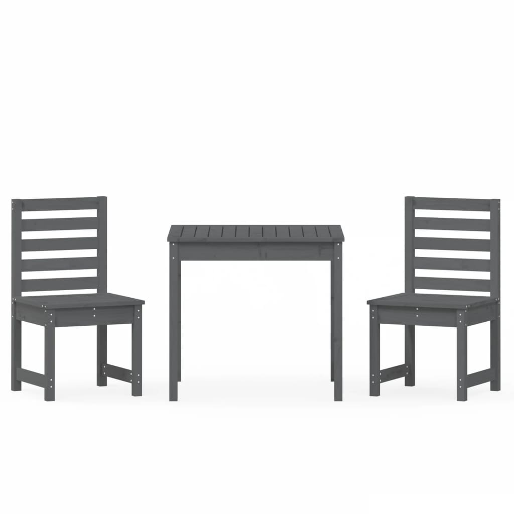 Ensemble de bistrot de jardin 3 pcs gris bois de pin massif