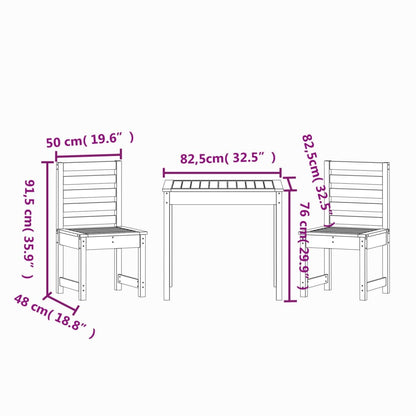 Ensemble de bistrot de jardin 3 pcs bois massif Douglas