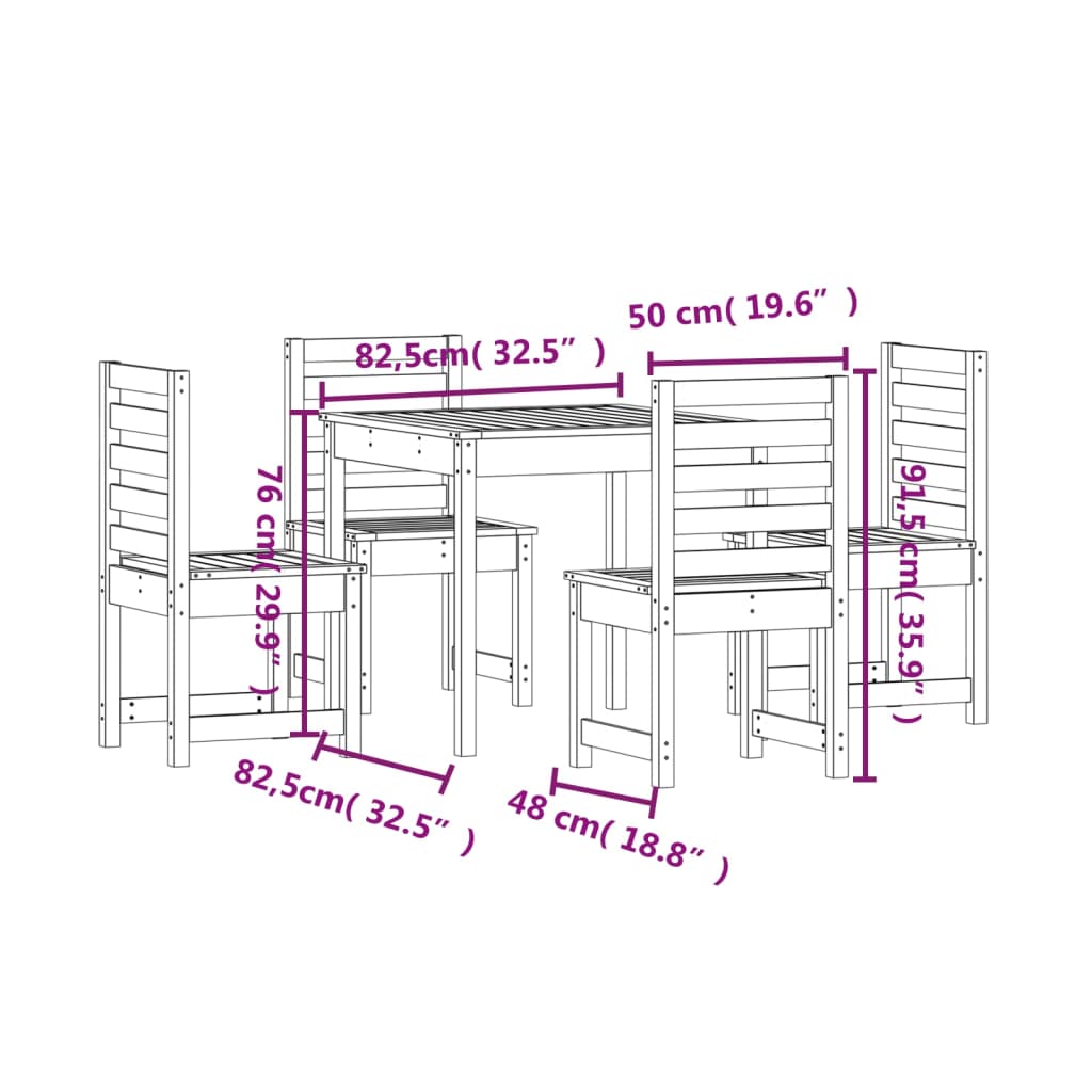 Ensemble à manger de jardin 5 pcs bois massif Douglas