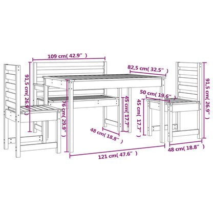 Ensemble à manger de jardin 4 pcs gris bois massif de pin