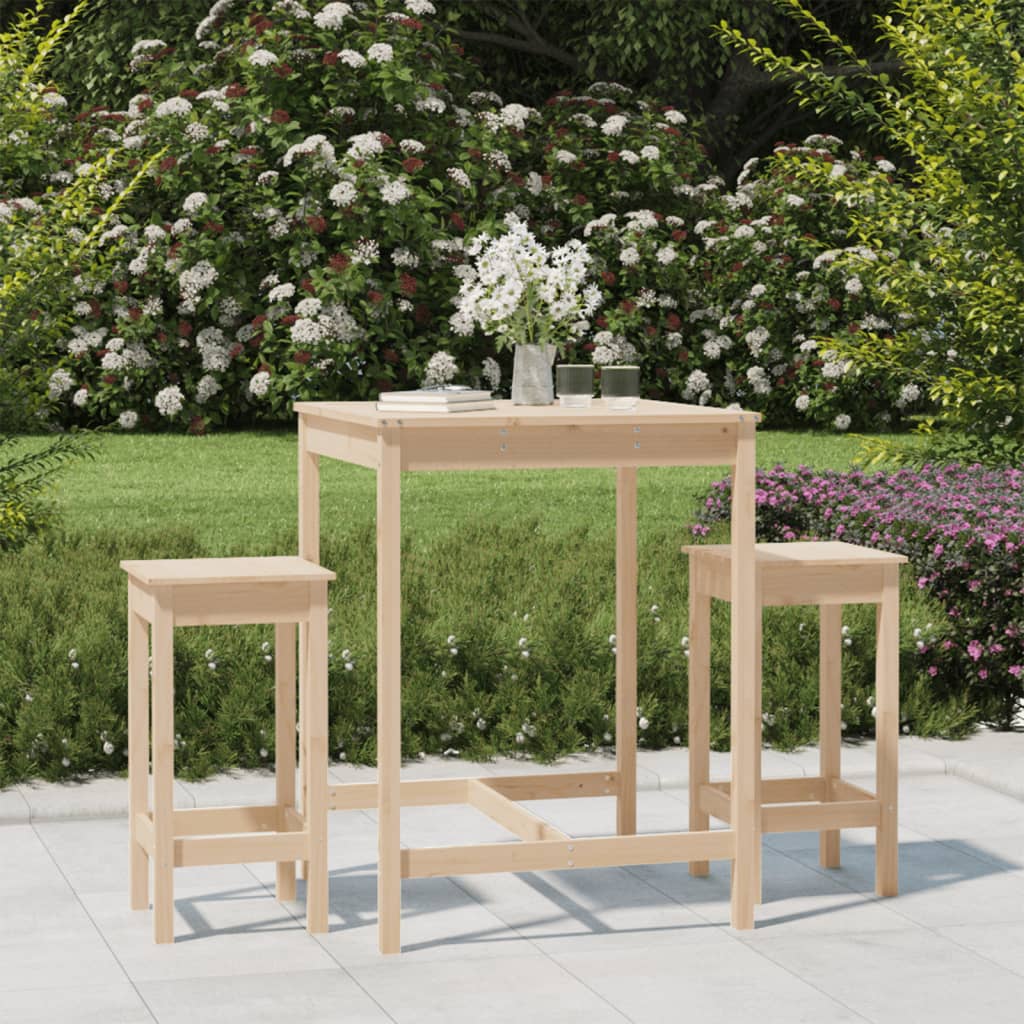 Ensemble de bar de jardin 3 pcs bois de pin massif