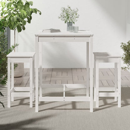 Ensemble de bar de jardin 3 pcs blanc bois de pin massif