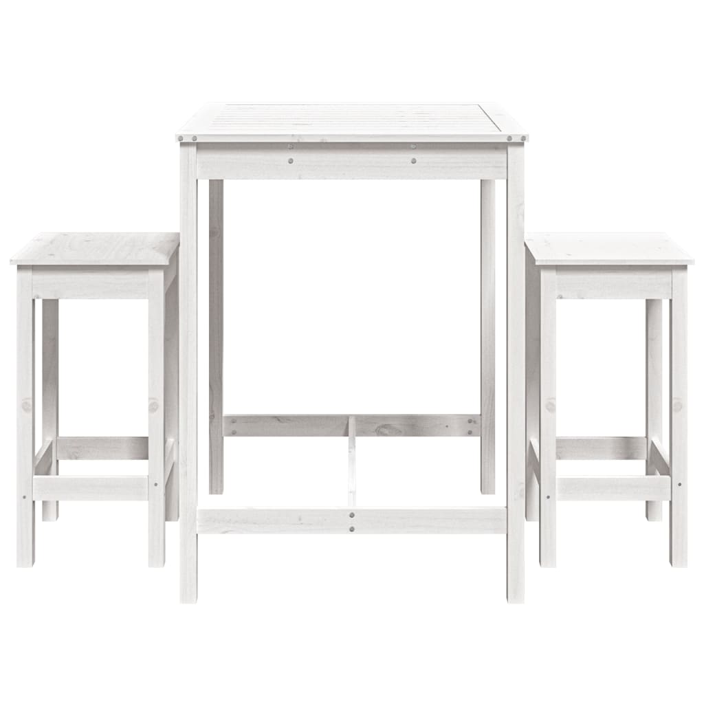 Ensemble de bar de jardin 3 pcs blanc bois de pin massif