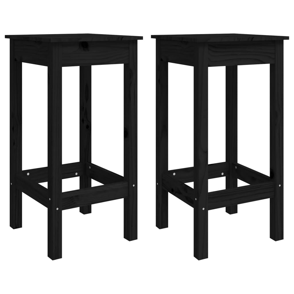 Ensemble de bar de jardin 3 pcs noir bois de pin massif