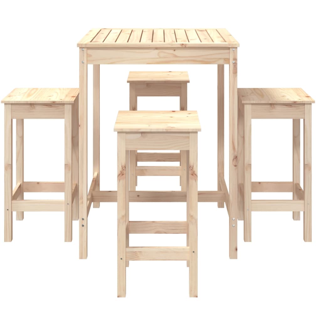 Ensemble de bar de jardin 5 pcs bois de pin massif