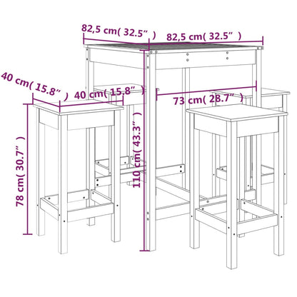 Ensemble de bar de jardin 5 pcs bois de pin massif