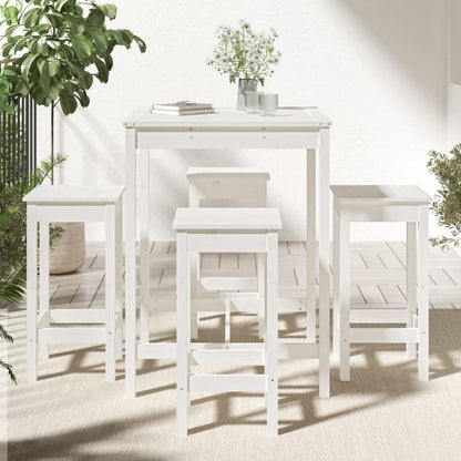 Ensemble de bar de jardin 5 pcs blanc bois massif de pin