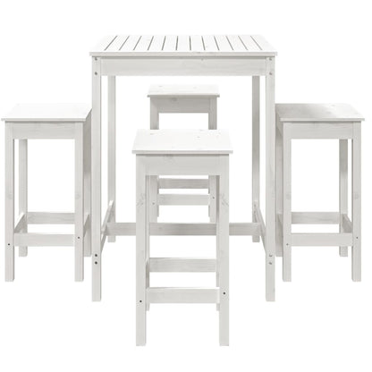 Ensemble de bar de jardin 5 pcs blanc bois massif de pin