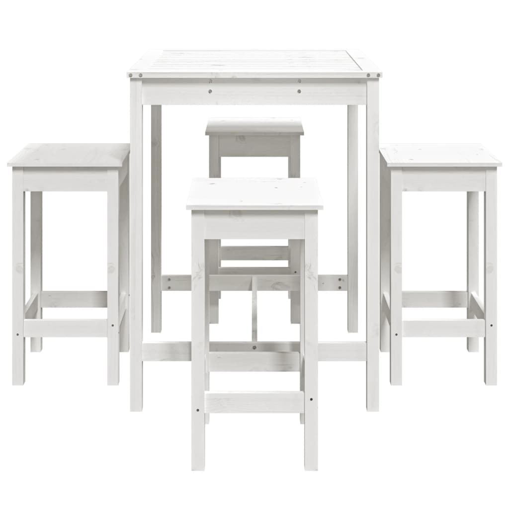 Ensemble de bar de jardin 5 pcs blanc bois massif de pin