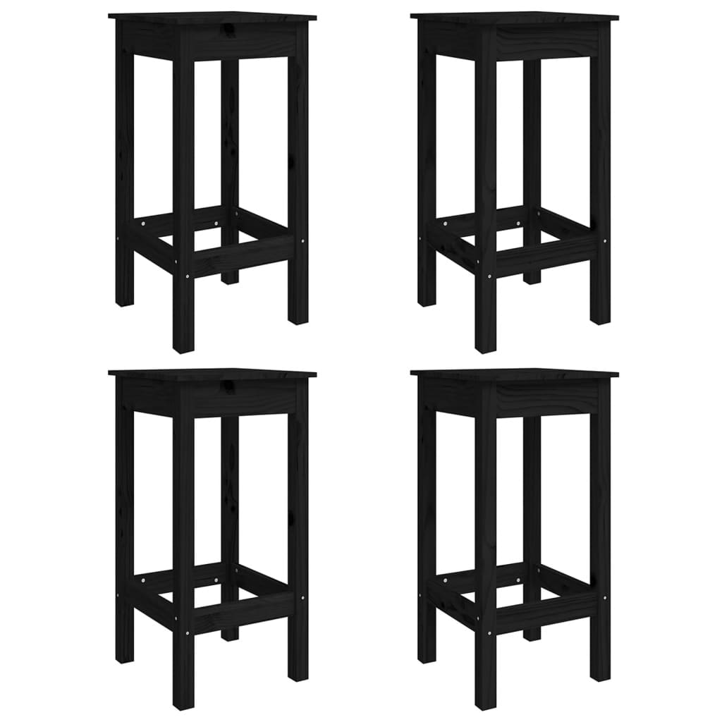 Ensemble de bar de jardin 5 pcs noir bois de pin massif