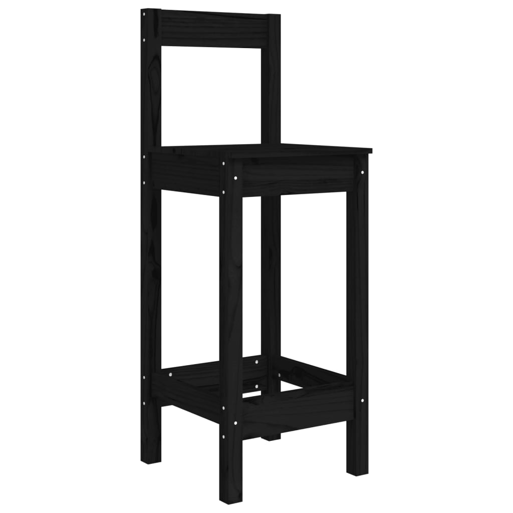 Ensemble de bar de jardin 3 pcs noir bois de pin massif