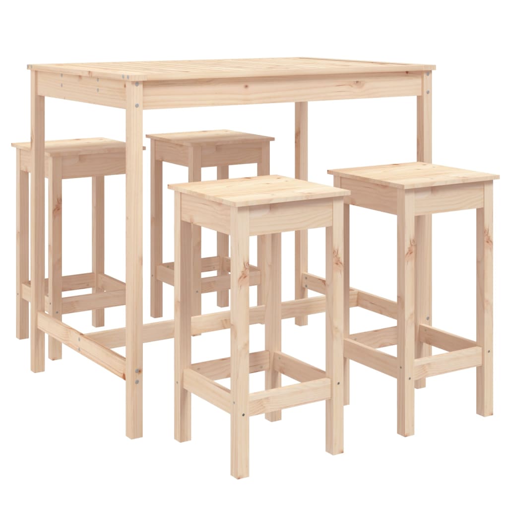 Ensemble de bar de jardin 5 pcs bois de pin massif