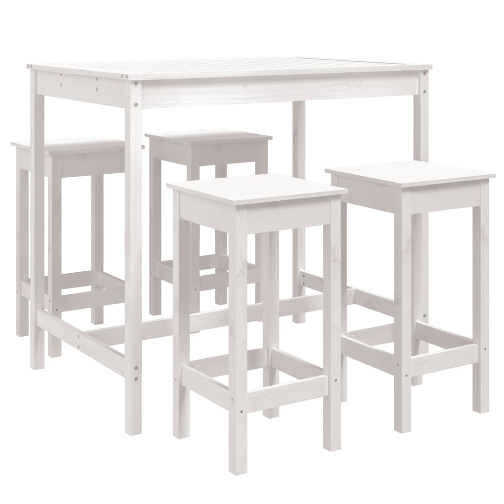 Ensemble de bar de jardin 5 pcs blanc bois massif de pin