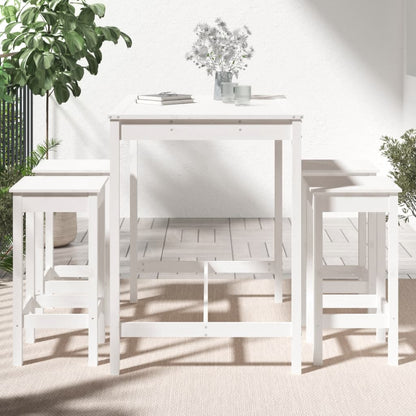 Ensemble de bar de jardin 5 pcs blanc bois massif de pin