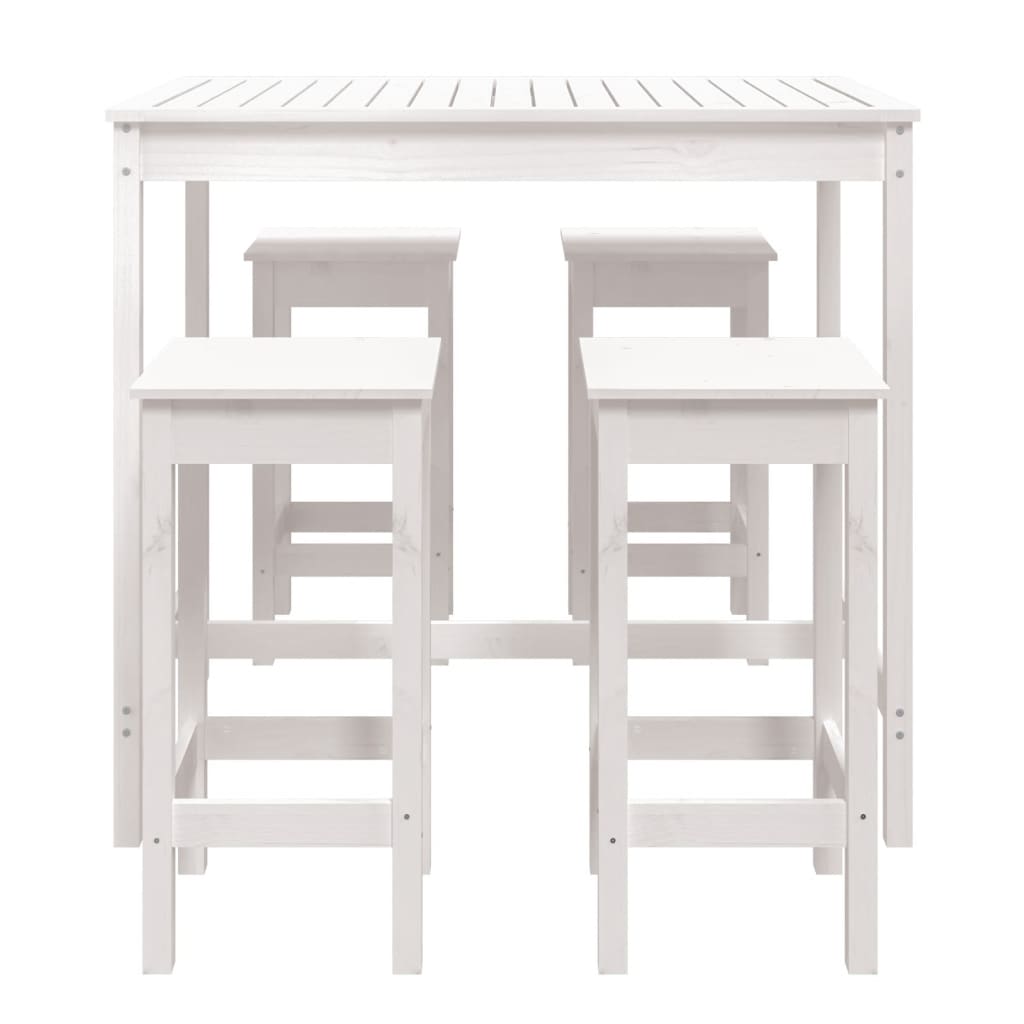 Ensemble de bar de jardin 5 pcs blanc bois massif de pin