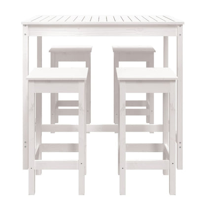 Ensemble de bar de jardin 5 pcs blanc bois massif de pin