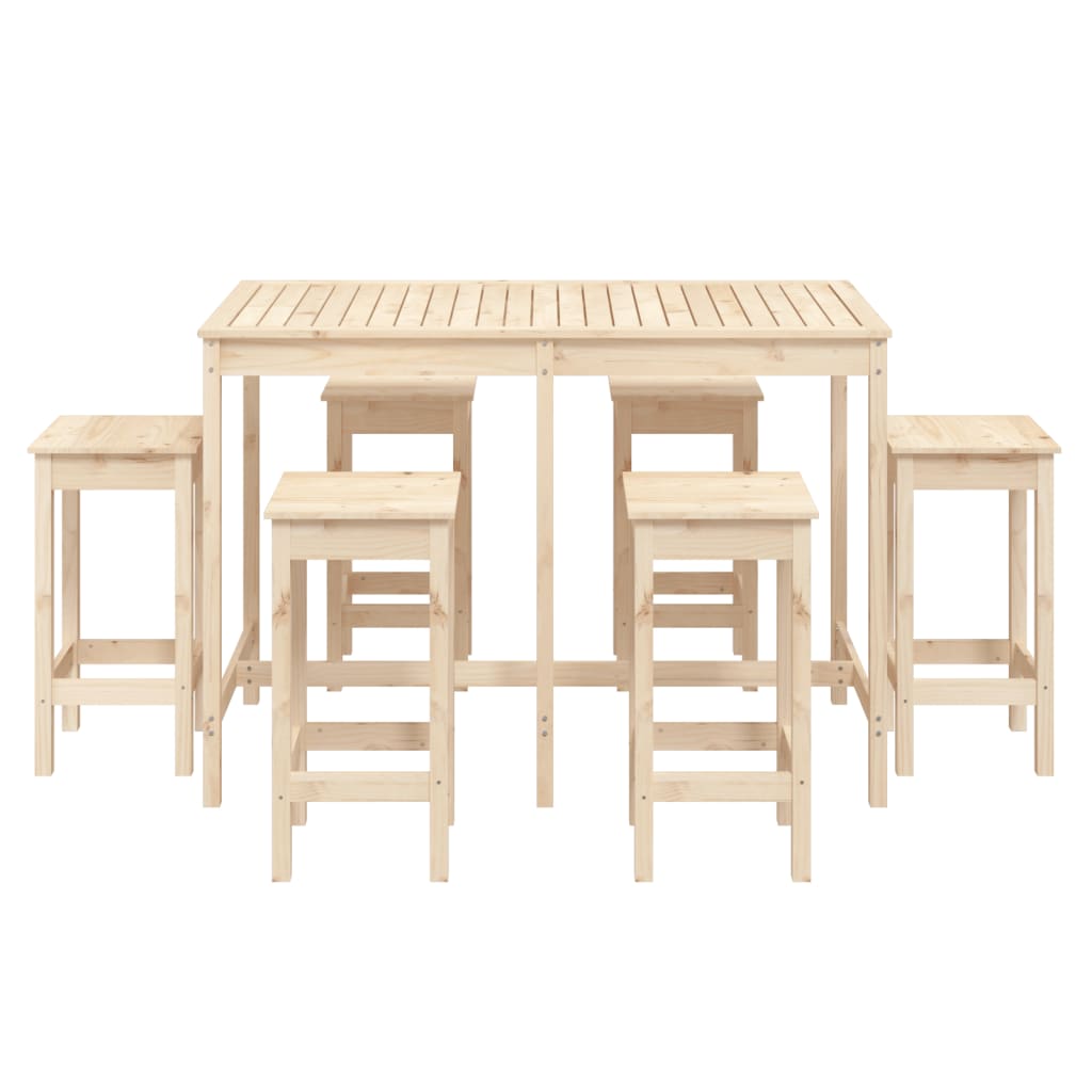 Ensemble de bar de jardin 7 pcs Bois de pin massif