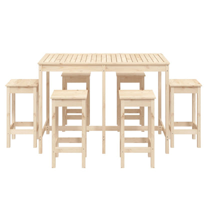 Ensemble de bar de jardin 7 pcs Bois de pin massif