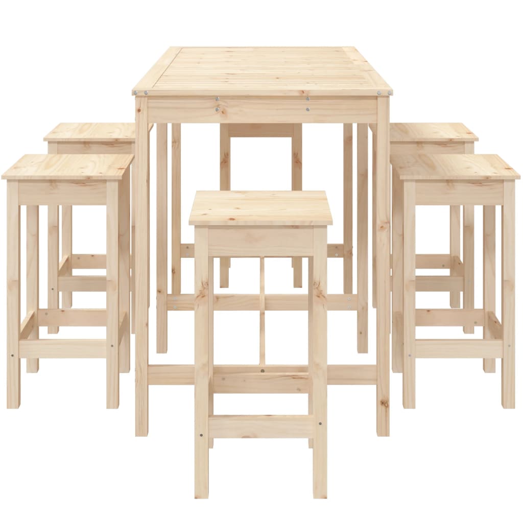 Ensemble de bar de jardin 7 pcs Bois de pin massif