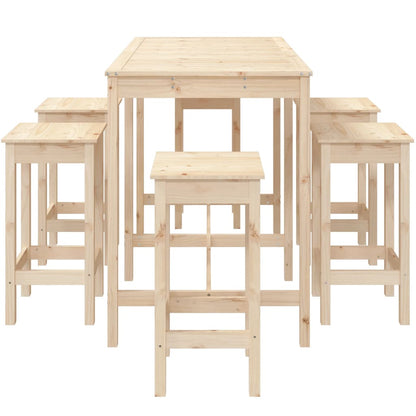 Ensemble de bar de jardin 7 pcs Bois de pin massif