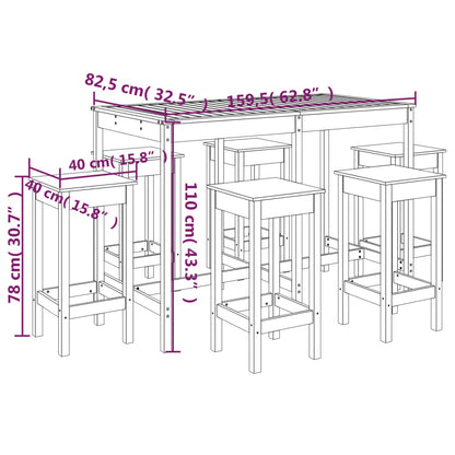 Ensemble de bar de jardin 7 pcs Bois de pin massif